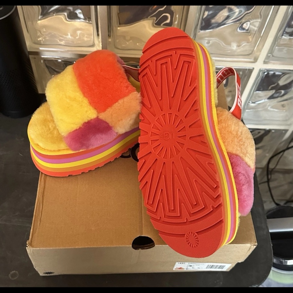 UGG Multicolor Rainbow Fluff Platform Sandals - image 2